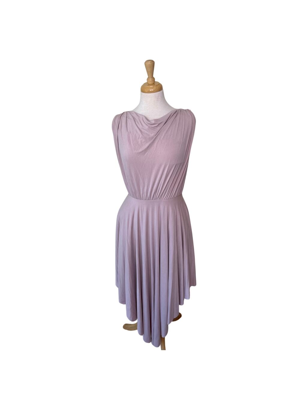 BHLDN Rose Quartz Asymmetrical Cowl Neck Draped V Back Bridesmaid Dress  Size 12
